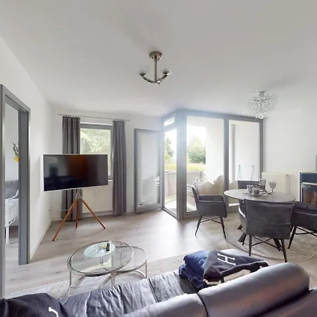 Ostseeblick-neu 2024-kueche-parkplatz-kamin-balkon アパート ボルテンハーゲン
